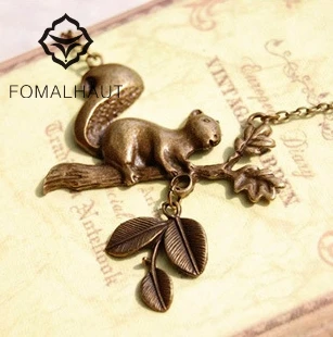 

Hot Fashion Hand-painted Squirrel Time Glass Gem Necklace 70cm Long Strip Chain Pendant Necklaces Women FOMALHAUT Jewelry SX-47