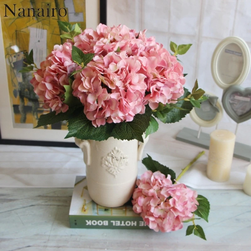 

Artificial Silk Hydrangea Flower Bouquet For Home Wedding Party Decoration Fake Cheap Vase Table Arrangement Accessories Flower