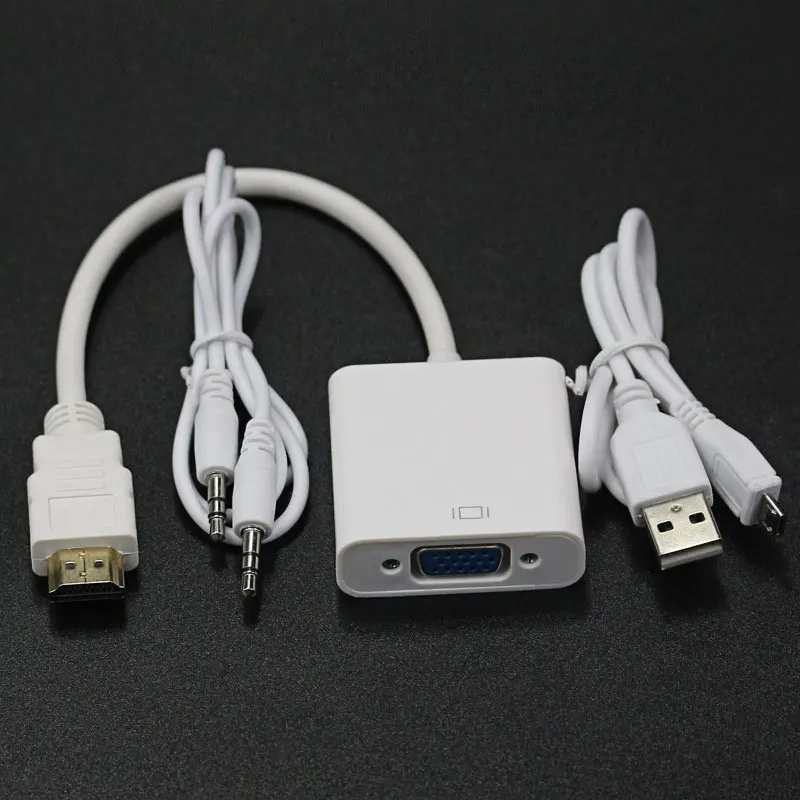 HDMI к VGA адаптер цифро-аналоговый видео аудио конвертер Кабель HDMI 2 VGA разъем для Xbox 360 для PS4 ПК ноутбук ТВ коробка - Цвет: with Audio Power 2