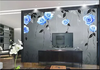 

Custom photo wallpaper for walls 3 d murals HD flower mural blue rose vintage background wall papers for living room decoration