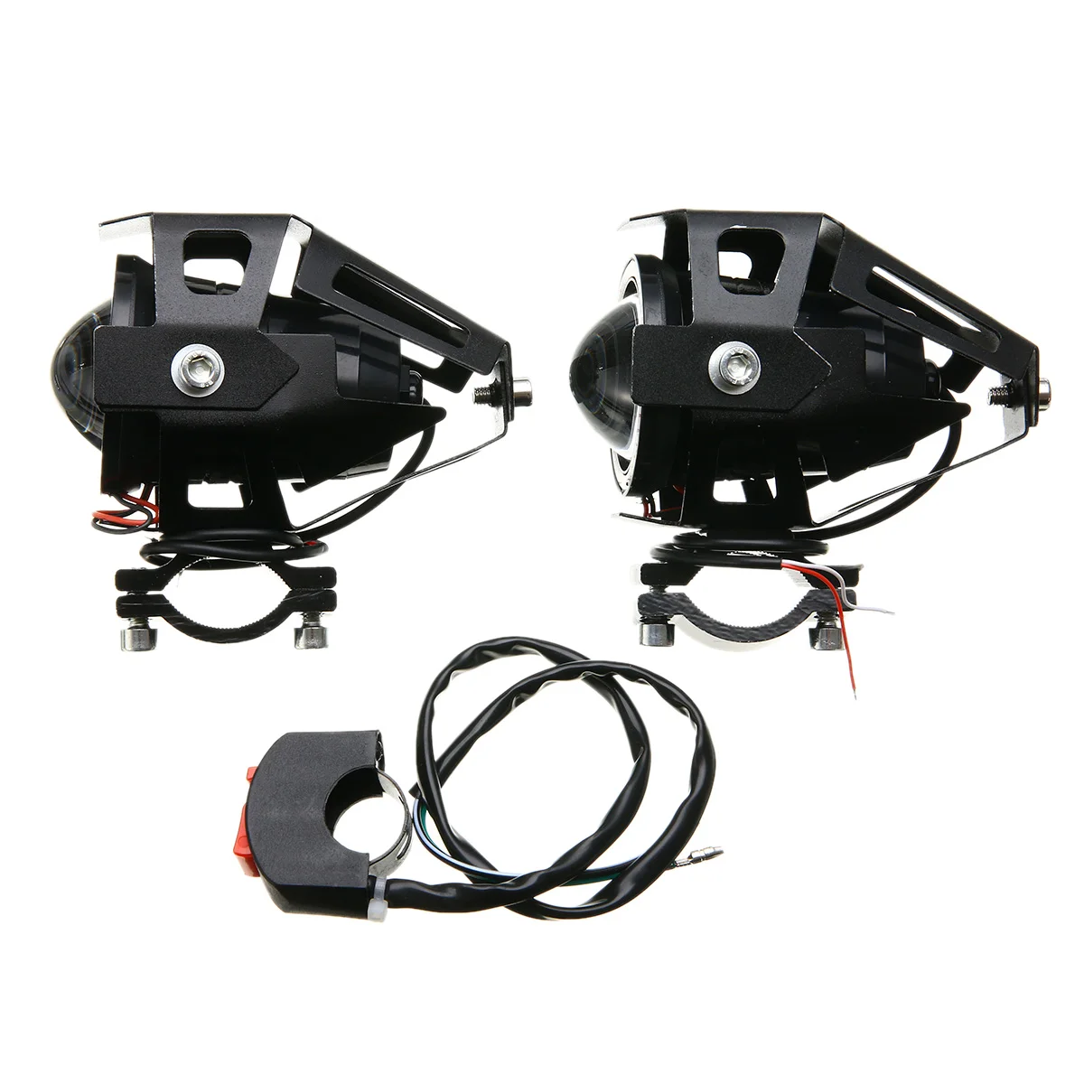 

2PCS/SET 125W U7 Motorcycle Fog Spot Light LED Angel Eyes Headlight Head Lamp with Button Switch High Quality