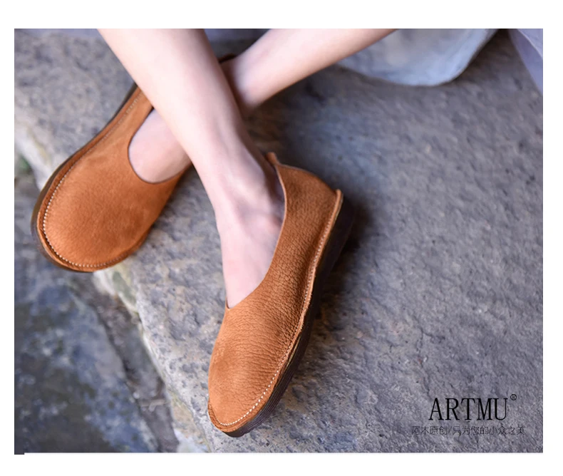 Artmu/Новинка; оригинальные туфли на плоской подошве в японском стиле ретро; удобная обувь без застежки из натуральной кожи на мягкой подошве; простая женская обувь на плоской подошве ручной работы