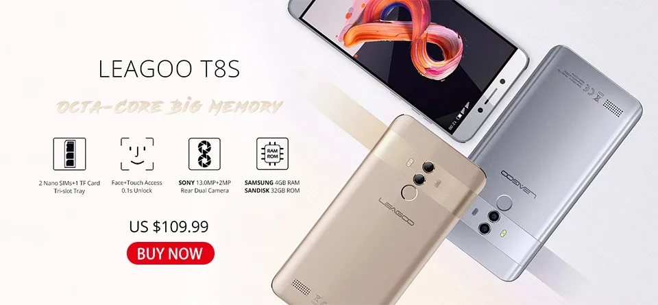 LEAGOO T8S 16:9 &quotFHD 5 4 г LTE MTK6750T Otca Core Android 8 1 мобильный телефон ГБ + 32 13MP двойной сзади