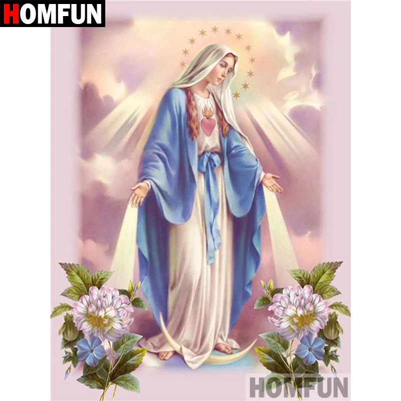 HOMFUN Diamond painting "Religious Madonna" Full Square/Round Drill Wall Decor Inlaid Resin Embroidery Craft Cross stitch A02669