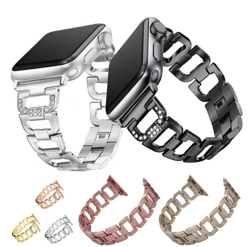 

Diamond Watchband For Apple Watch Series 1 2 3 4 38mm 40mm 42mm 44mm Bracelet iwatch Stainless Steel Strap Metal Band