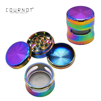 

COURNOT Zinc Alloy Metal Tobacco Grinder 50MM 4 Piece Sharp Diamond Teeth Rainbow Metal Smoking Herb Grinder Accessories