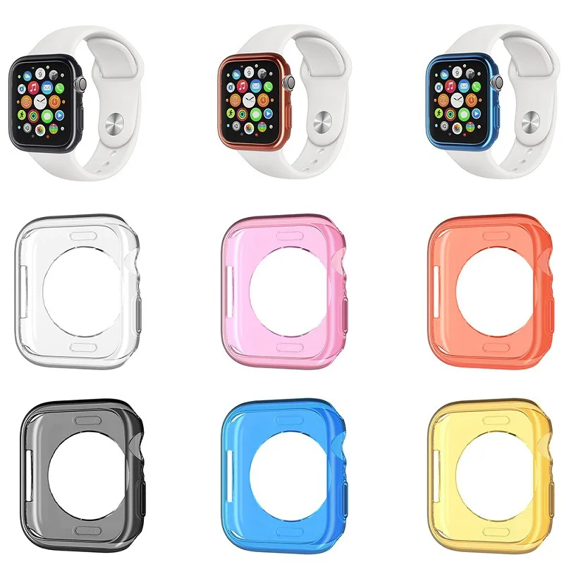 

Odog Transparant Silicone PC Protect Case Frame Soft Case Cover for Apple Watch Series 4 iWatch 40 44mm Smart Watch Accessories