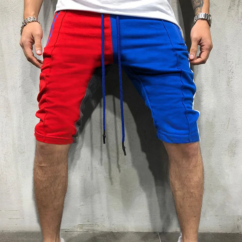 Летние повседневные мужские шорты в уличном стиле хип-хоп Лоскутные Шорты повседневные мужские шорты в полоску с карманами на молнии для фитнеса