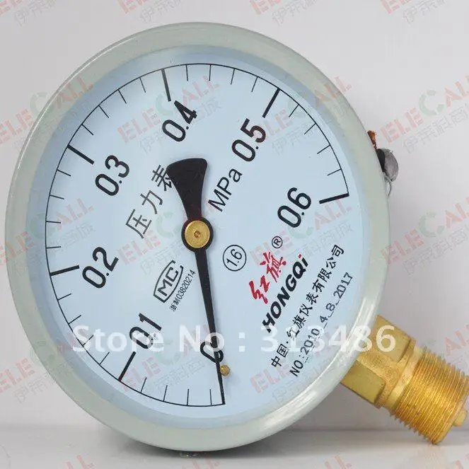 Dial diameter 100mm 0 0.6Mpa common pressure gauge,Free Shippingin