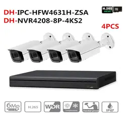 DH видеонаблюдения Системы 6MP увеличительная IP камера IPC-HFW4631H-ZSA и 8POE 4 K NVR NVR4208-8P-4KS2 наблюдения P2P безопасности Системы