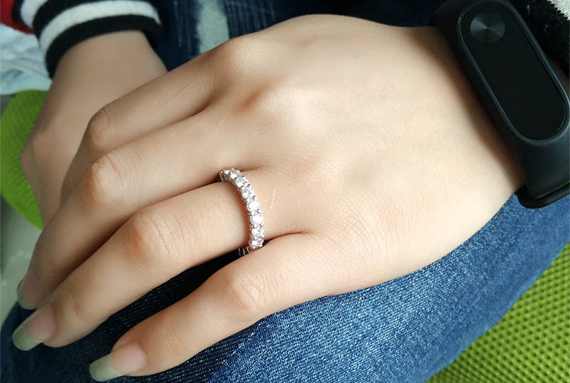 Новая мода, кольцо из серебра 925 пробы, набор, роскошное кольцо, полный круг, 4 мм, Круглый CZ Диамант, обручальное кольцо для женщин