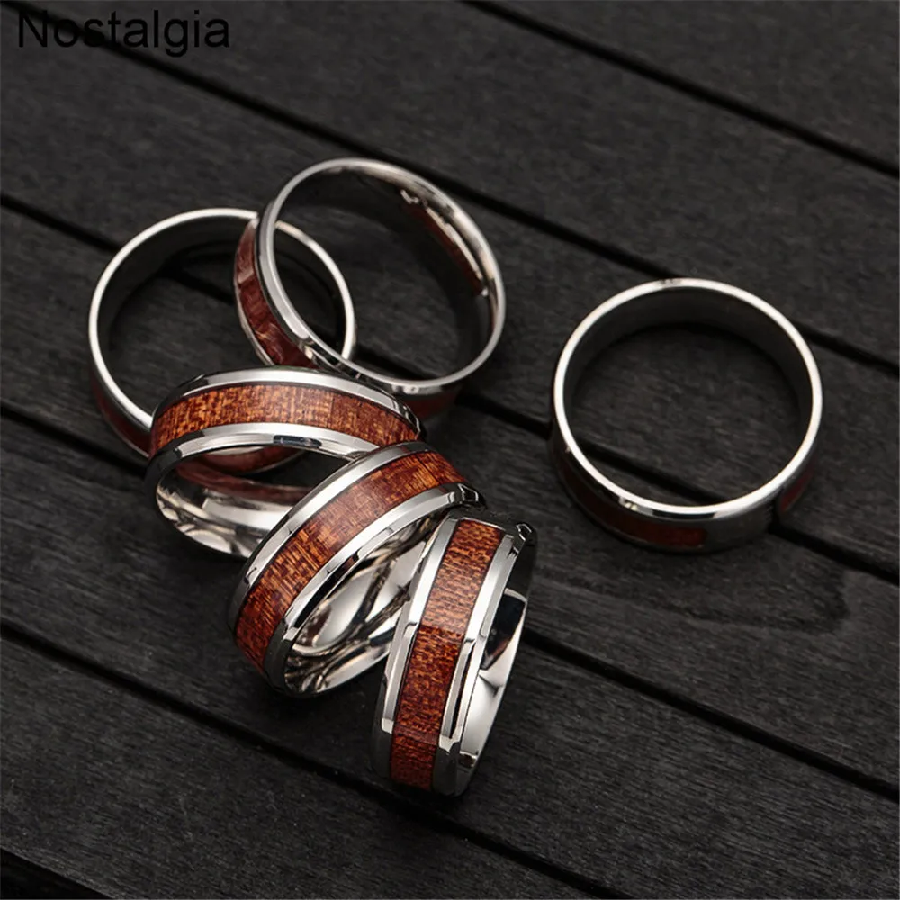 Tree Of Life Yggdrasil Stainless Steel Ring With Wood Inlaid Wicca Witchcraft Accesorios Mujer Free Shiping 2