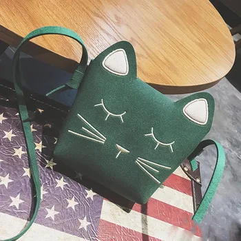 

ABDB Fashion Children Princess Cute Cate Messenger Bag Girl Animal Pattern Mini Leather Women Shoulder Bags Cute Cat Baby Bag