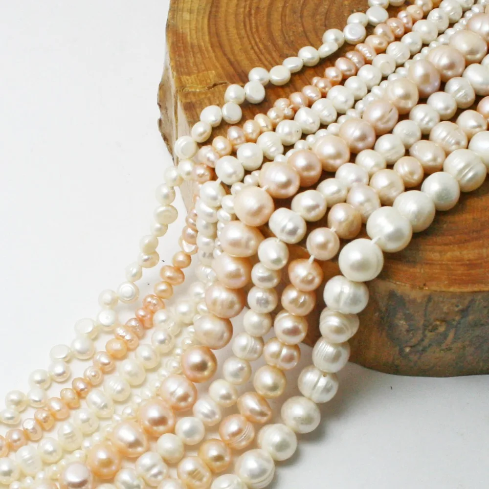 

New Fshion Natural Freshwater White Pearl Round Beads,Loose Pearl Beads 15" Free Shipping (BTA103)