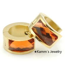 Инновационные товары Фирменное Качество красный акриловый обруч золотого цвета серьги 316L ювелирные изделия из нержавеющей стали KE392