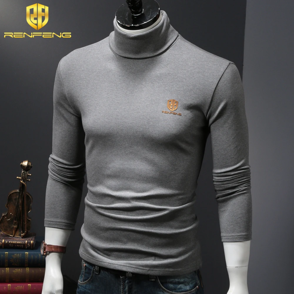men's shirts underwear winter men's 95% cotton undershirts long sleeve thermo shirt plus velvet foldable turtleneck wram clothes (3)