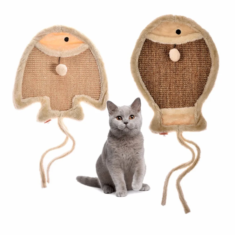 Fish Shape Cat Dog Scratch Board Cute Pad Mat with Small Ball for Cat