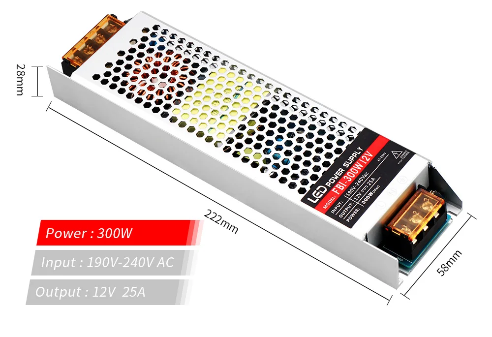 12 V Питание 60 W 100 W 150 W 200 W 300 W светодиодный трансформатор AC190V-240V Светодиодный драйвер для 5050 2835 Светодиодные полосы света драйвер