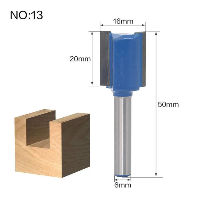 1 шт. 6 мм хвостовик древесины маршрутизатор бит фрезы прямой концевой фрезы триммер очистка заподлицо угловая круглая бухта коробка биты инструменты - Cutting Edge Length: NO 13