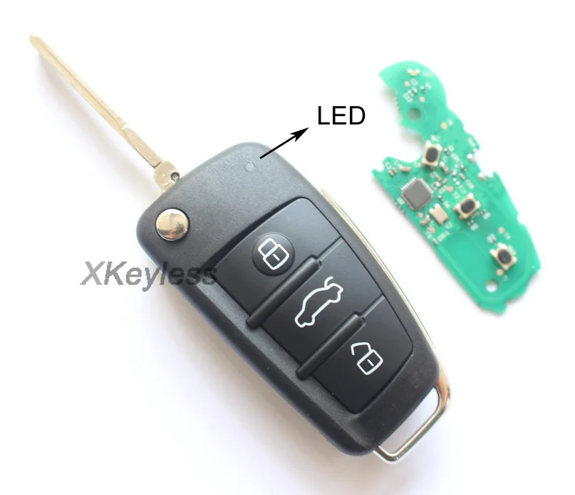 

for Audi A3 car MQB fob flip remote key control 433mhz with ID48 chip