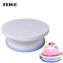 FEIGO 1 шт. 27 см Пластиковый Круглый торт поворотный стол вращающийся торты украшения поворотный стол противоскользящая подставка для кексов поворотный стол цветная коробка F184