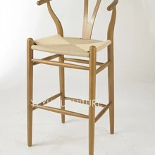 Высота сиденья 76 см современный дизайн барный стул из массива дерева счетчик стул, деревянный барный стул сиденье бумажный шнур плетеный модный дизайн стул