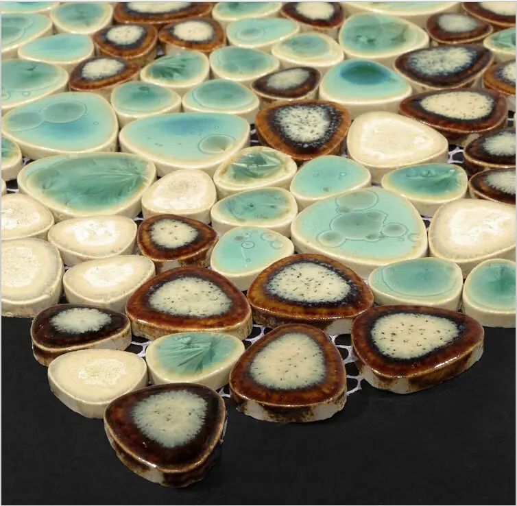 

Porcelain mosaic tiles swimming pool bath flooring wall coverings interior glaze pebble heart shape free sample backsplash tile