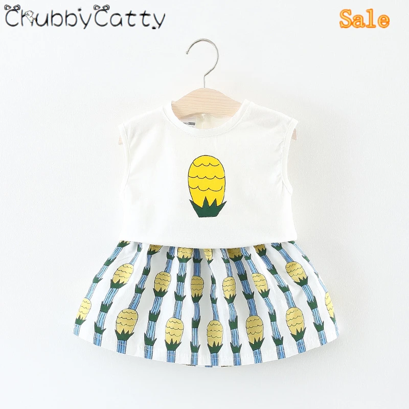 CHUBBYCATTY распродажа детские летние костюмы для девочек юбка комплекты маленьких