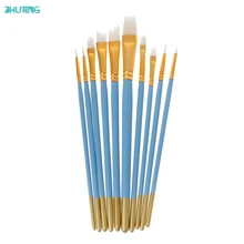 10 шт синий нейлон волос художника кисти гуашь акварель картина ручка белые советы JAN18