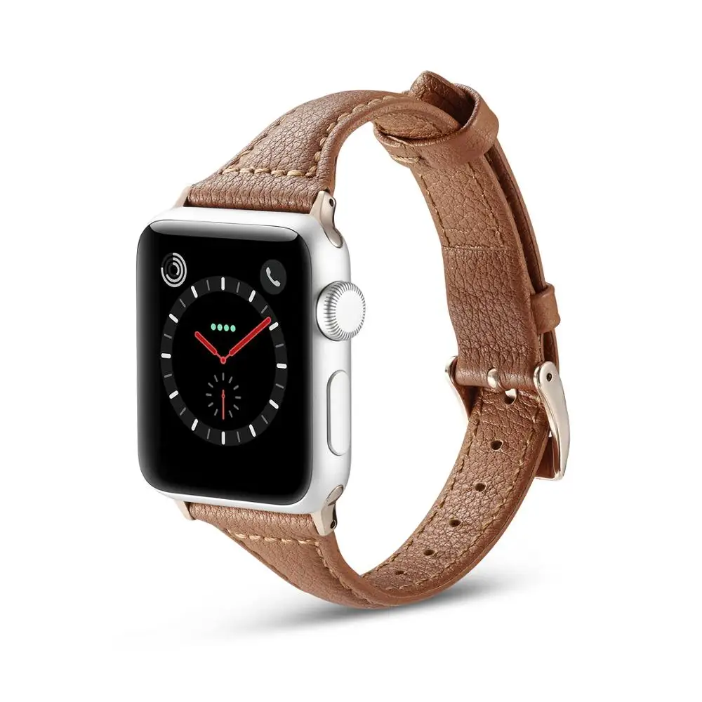 Brown Genuine Leather Band Strap for Apple Watch iwatch Series 4 3 2 1 38mm 40mm 42mm 44mm Women Wristwatch Bracelet Belt. | Наручные