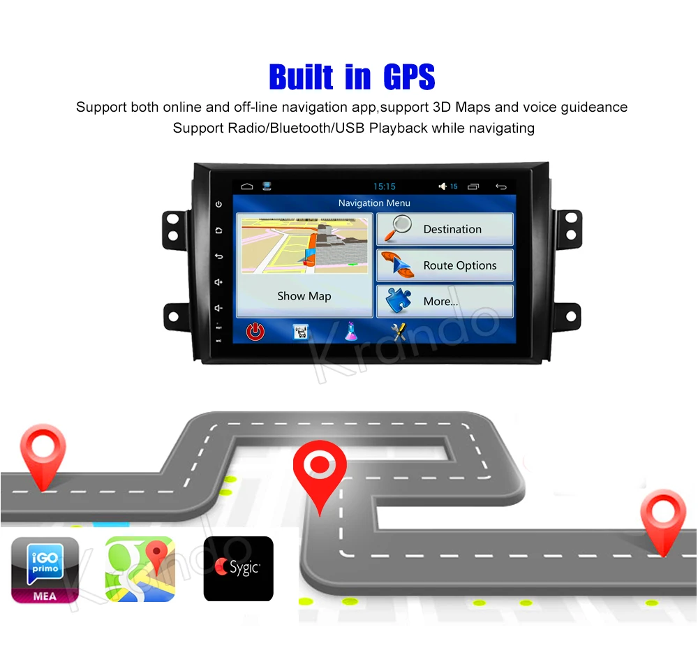 Flash Deal Krando Android 8.1 9" Big Screen Full touch car Multimedia player for Suzuki SX4 Fiat Sedici 2006-2012 navigation system gps BT 5