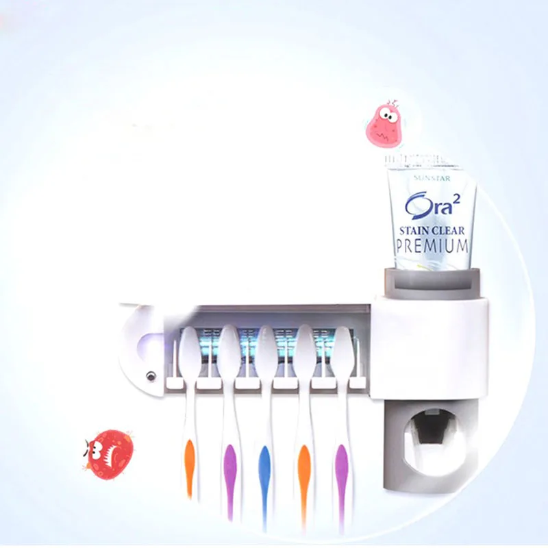 FEIGO бытовой автоматический диспенсер для зубной пасты с ультрафиолетовой дезинфекции лампа-подставка для зубных щеток Держатель для ванной комнаты белый F685