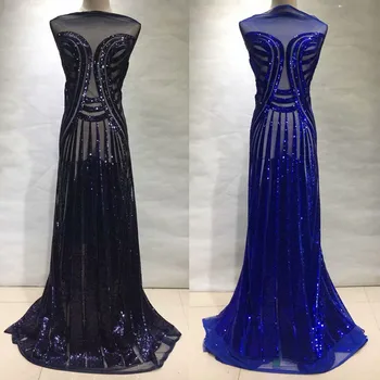 

2018 French Nigerian sequins sequence net African tulle mesh lace fabric high quality for party wedding dress 5yards/lot JL0828