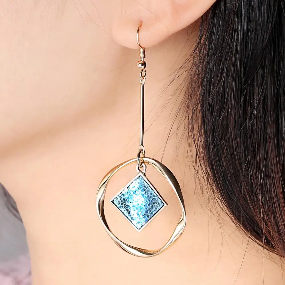 

2019 Trendy Women Ladies Big Hyperbole Gold Color Irregular Circle Dangle Earrings for Women Fashion Jewelry Long Drop Earring