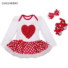 Одежда на День святого Валентина для маленьких девочек с 3D принтом «любовь»; комбинезон; платье; туфли с лентами; Vetement Bebe Fille Conjunto Infantil Menina