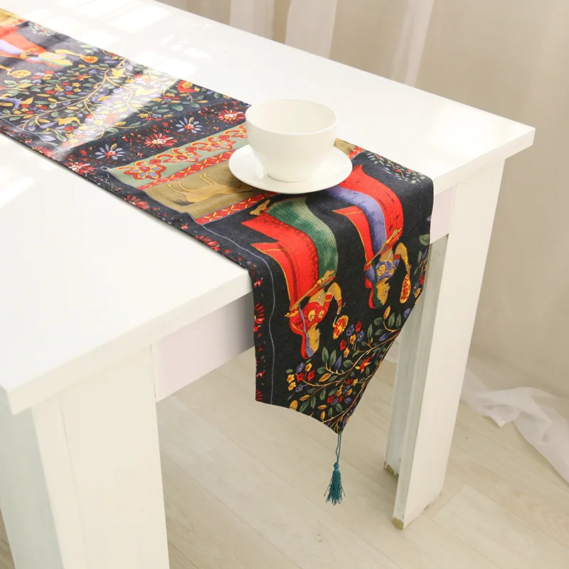 Retro style table runner cotton and linen cloth table runner with