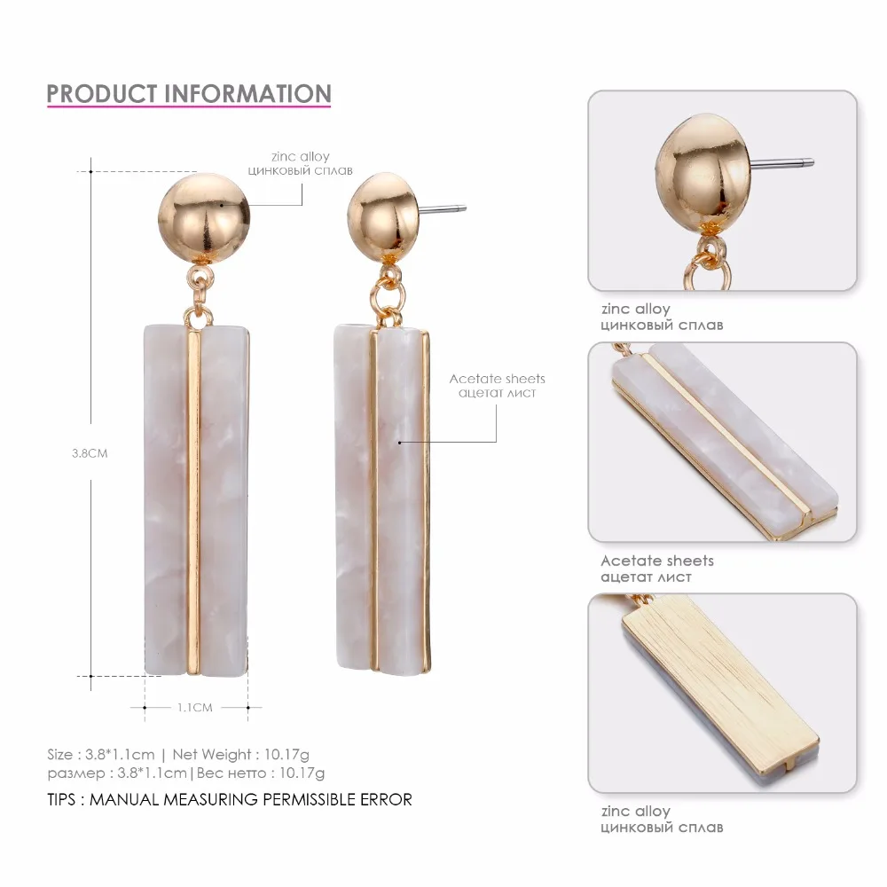e-Manco Geometric Long Drop Earring For Women Femme Trendy Dangle Earring for Friendship Three Colors New Fashion Jewelry