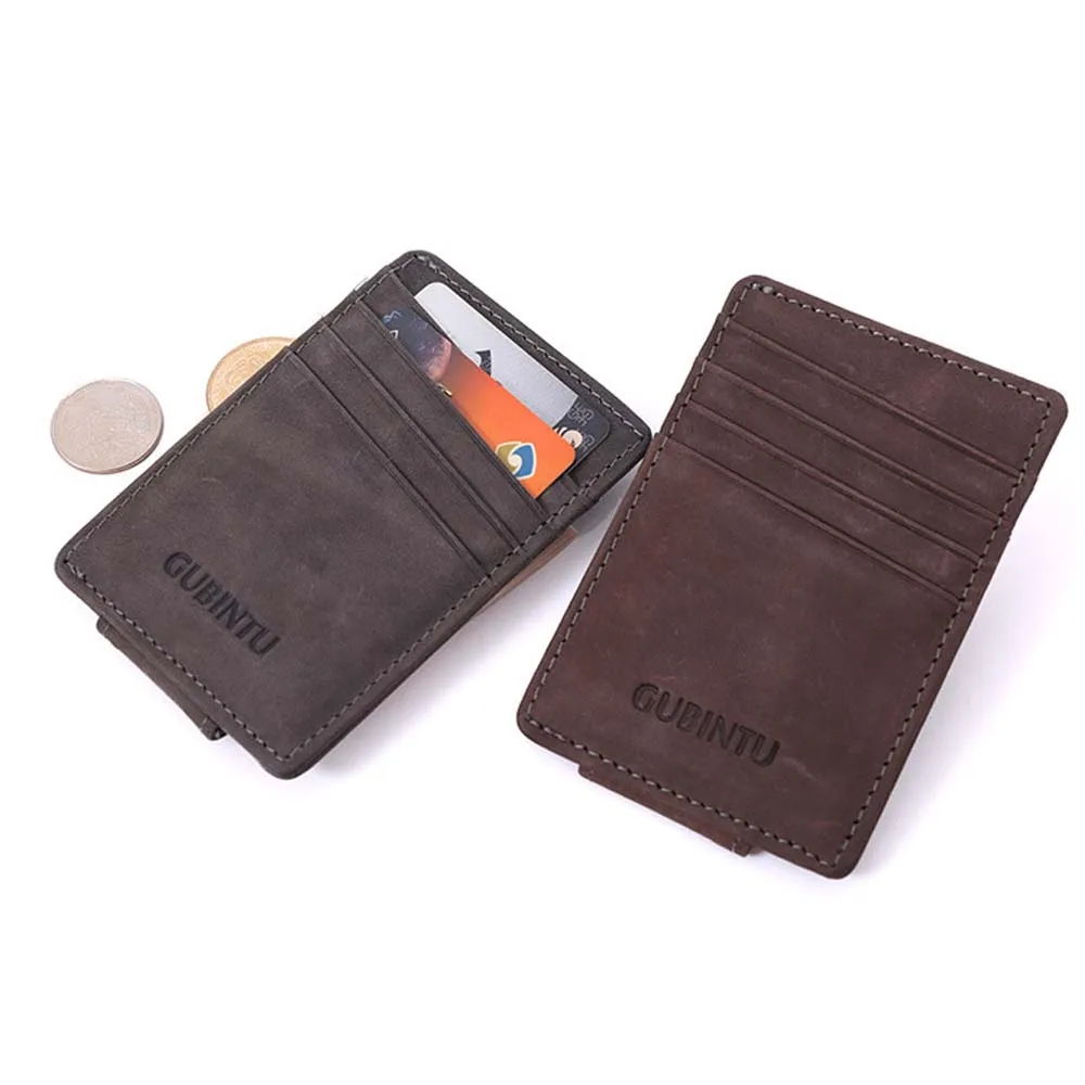 Fashion Men's PU Leather ID Credit Card Holder Solid Mini ID Card Holder High Quality Small Card