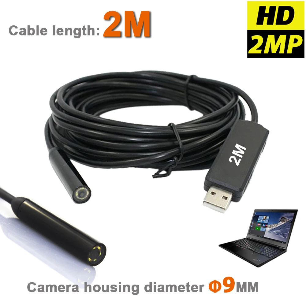imágenes para Impermeable de alta Resolución USB Endscope MINI Cámara de 2MP 9mm Tubo Del Animascopio de La Serpiente Inspección de Tubos Cámara de Vídeo Con 2 M Cable imágenes para Impermeable de alta Resolución USB Endscope MINI Cámara de 2MP 9mm Tubo Del Animascopio de La Serpiente Inspección de Tubos Cámara de Vídeo Con 2 M Cable