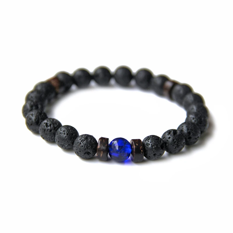

Vinswet Black Volcano Lava Stone Bracelet Men Charm Bracelet mans Male Glaze Yoga Braslet For Man Jewelry Accessories Pulseras