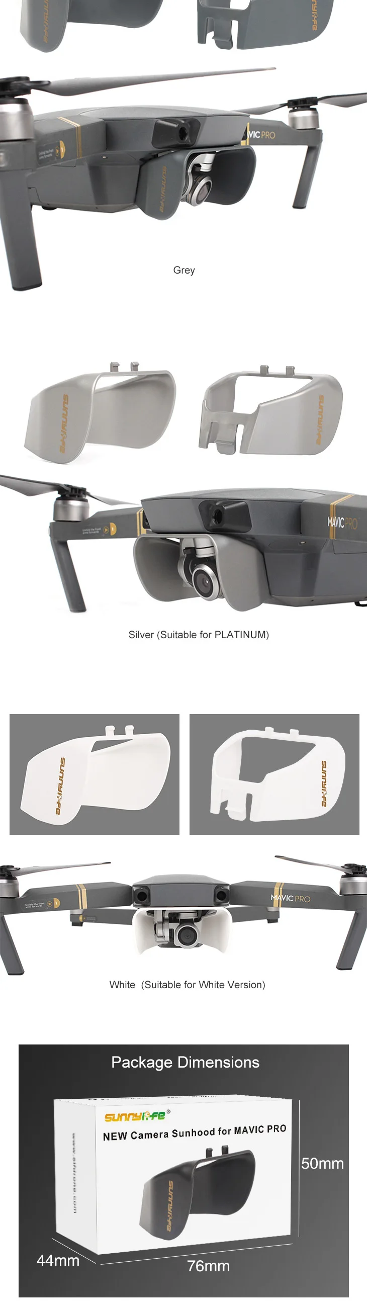 DJI Mavic про-объектив Защита для камеры солнцезащитный козырек блестящий щит Gimbal тени для DJI Mavic Pro/Mavic Платиновый Дрон аксессуары
