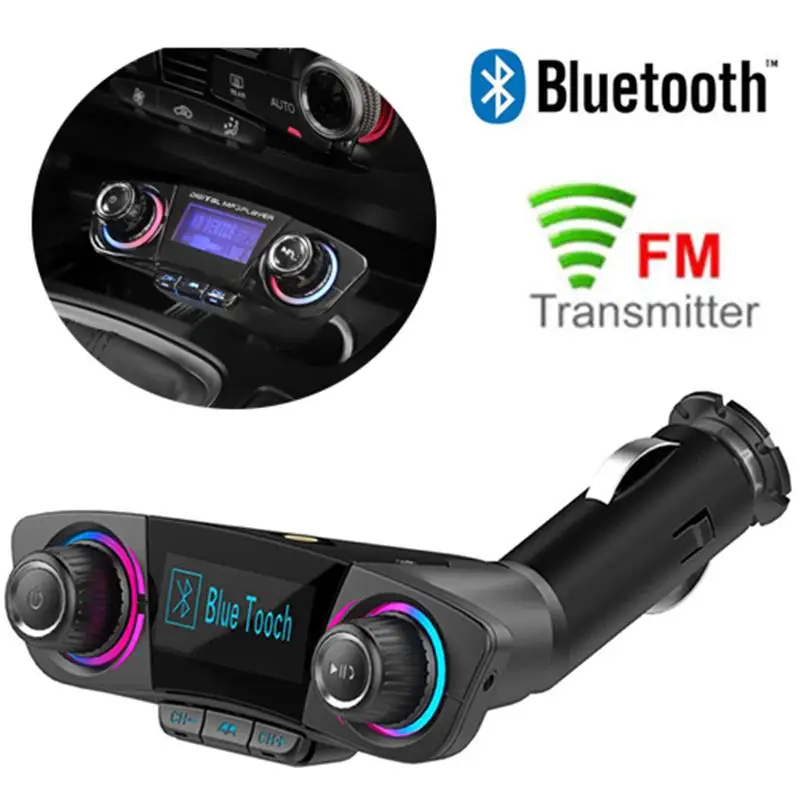 Беспроводной Bluetooth Handsfree Вызов fm-передатчик MP3 плеер Радио адаптер USB Автомобильное зарядное устройство ЖК-дисплей TF карта Автомобильный комплект