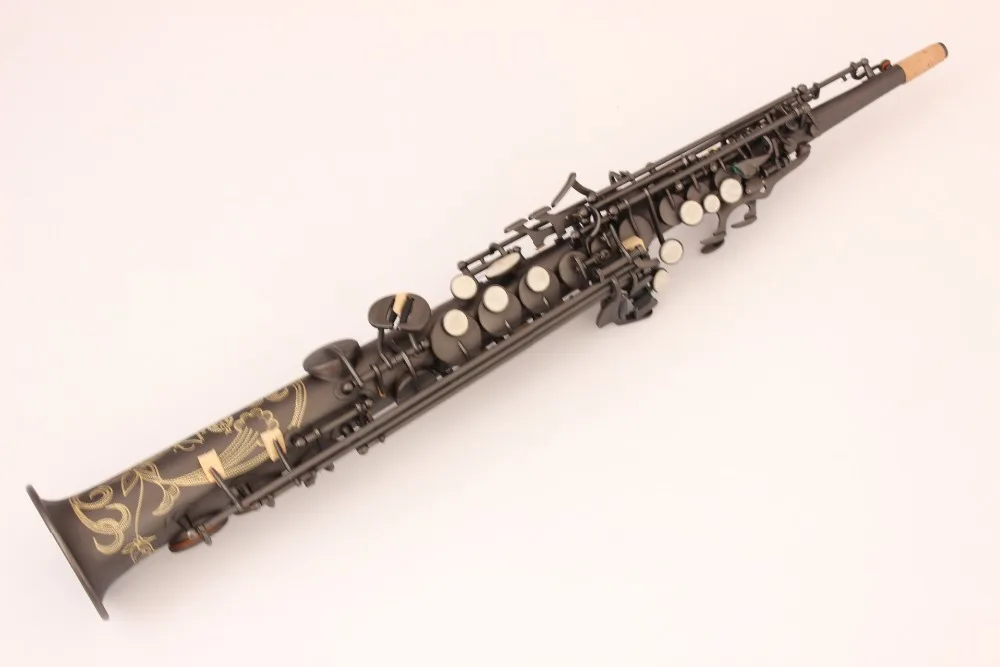 

Saxophone Soprano R54 Musical Instruments Professional Soprano Sax Frosted Matte Black Mouthpiece Reeds Neck Case