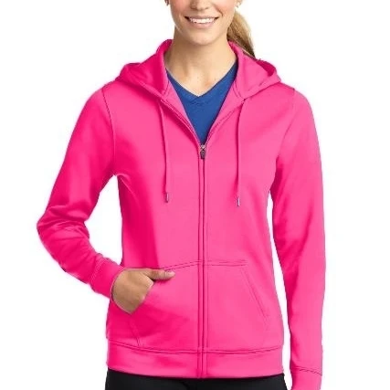 Sport-Tek LST238 Ladies Sport-Wick Fleece Full-Zip Hooded Jacket Neon Pink - Extra Small (1)