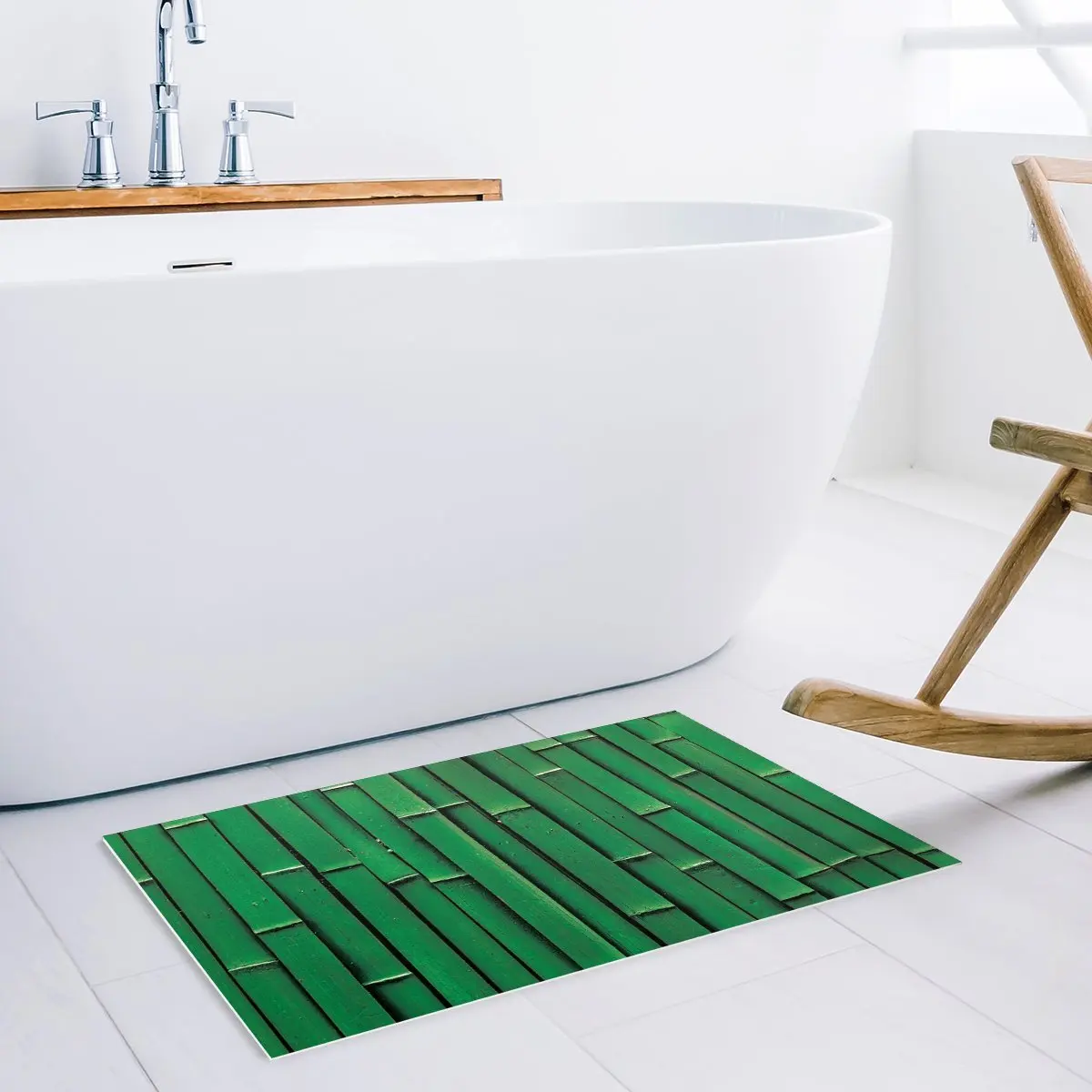 Green Bamboo Door Mats Kitchen Floor Bath Entrance Rug Mat Absorbent Indoor Bathroom Decor Doormats