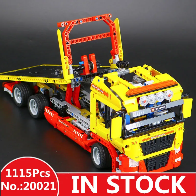 

H&HXY 20021 Technic Series 1115 pcs Flatbed Trailer Model Building Blocks Bricks Compatible Toy Gift Educational Car 8109