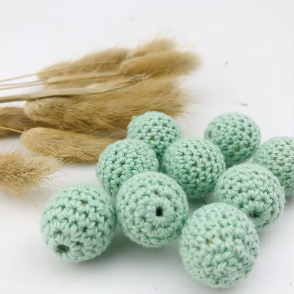 Kopen 20mm Baby Bijtring Gehaakte Kralen 5 Stks Houten Bijtring Baby Auto Opknoping Kinderwagen Accessoires Fopspeen Clip Timber