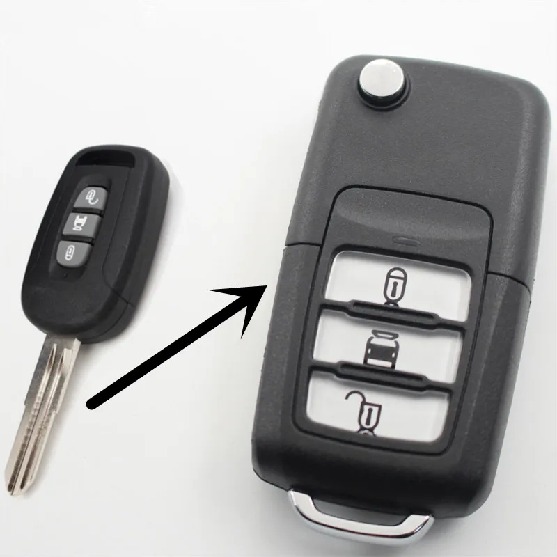 

FLYBETTTER OEM 3Button Modified Flip Folding Remote Key Fob Case Shell For Chevrolet Captiva Uncut Blade G307