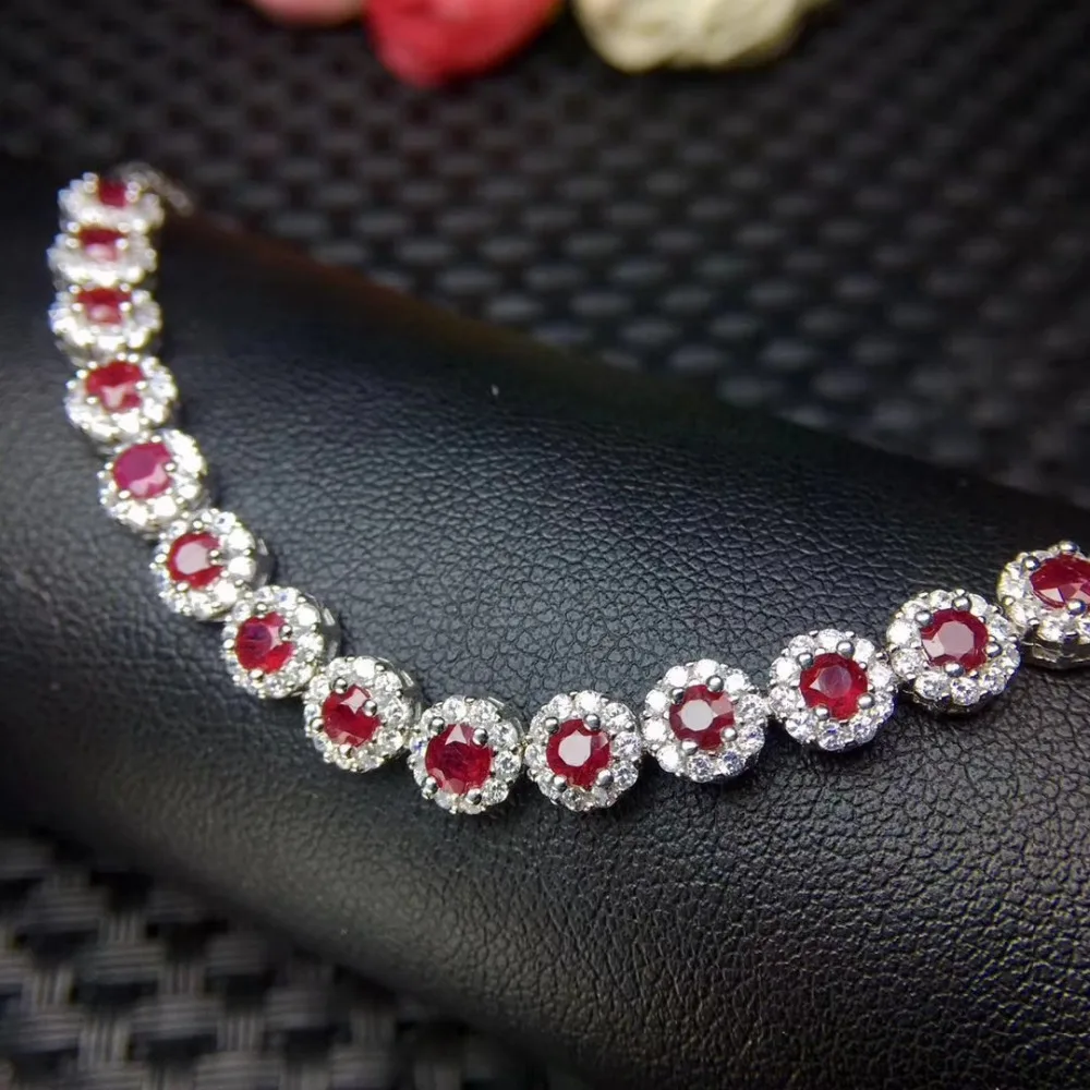 Bracelet en rubis rouge naturel avec pierres précieuses naturelles luxueux Bracelet en tournesol ro