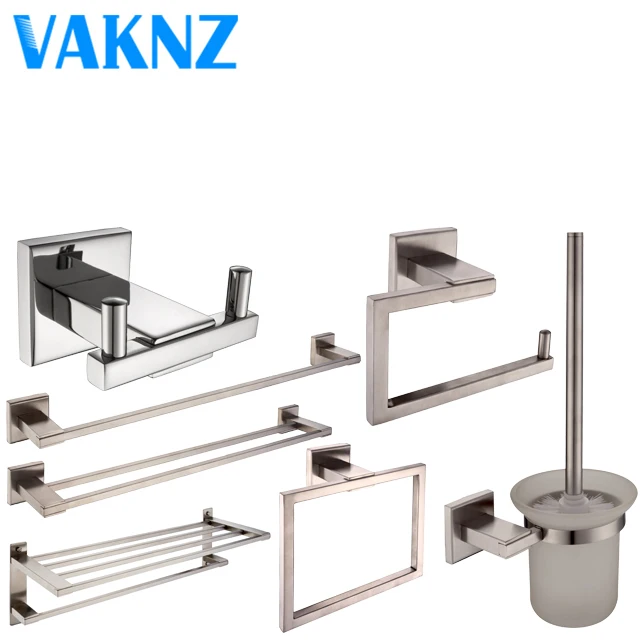 

SUS 304 Stainless Steel Bathroom Hardware Set Chrome Polished Toothbrush Holder Paper Holder Towel Bar Bathroom Accessories